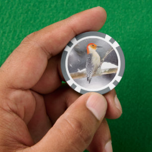 Roodbuikspecht schilderij originele vogelkunst poker chips
