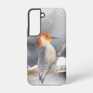 Roodbuikspecht schilderij originele vogelkunst samsung galaxy hoesje