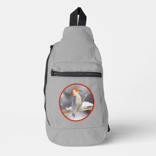 Roodbuikspecht schilderij originele vogelkunst sling bag (Voorkant)