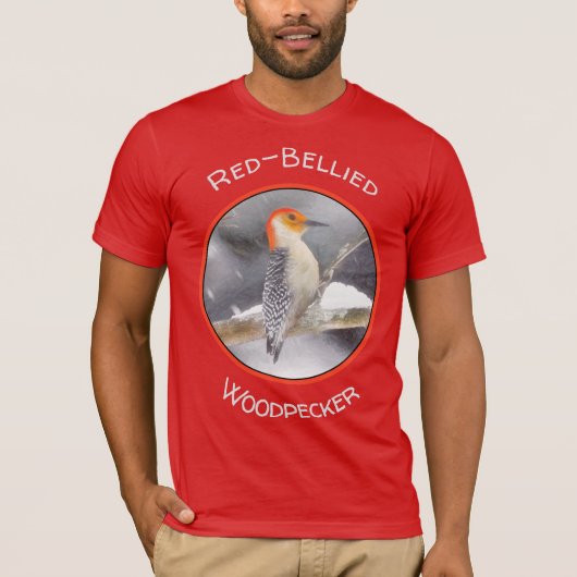 Roodbuikspecht schilderij originele vogelkunst t-shirt (Voorkant)