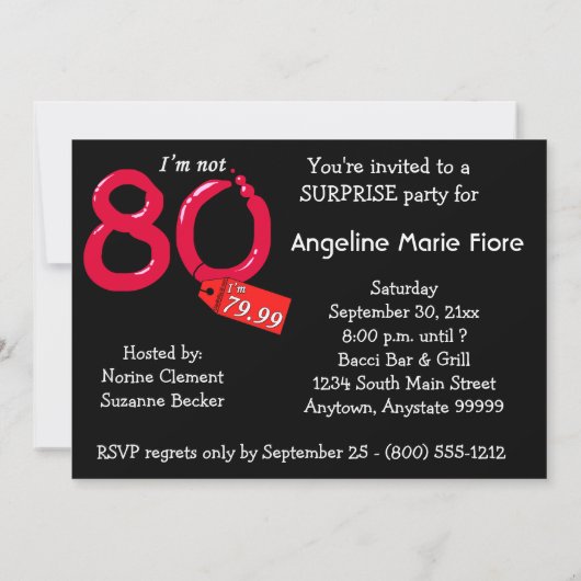 Roodbundel Letter 80th Birthday Celebration Kaart (Achterkant)