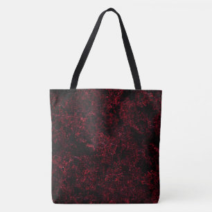 Rooddikke spons tegen donkerrode achtergrond tote bag