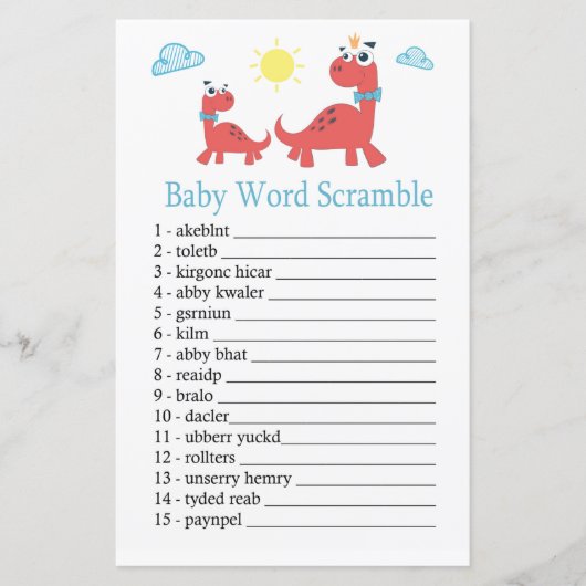 Rooddinosaurus Baby word scramble game (Voorkant)