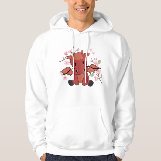 Rooddrakenzoete dieren voor Kawaii Fantasy Hoodie (Voorkant)