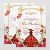 Rooddress Mexican Girl Quinceanera Kaart (Voorkant / Achterkant)