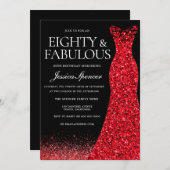 Rooddress Rode Glitter gaat 80e verjaardag Kaart (Voorkant / Achterkant)