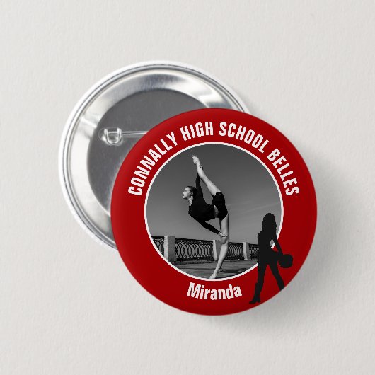 Roode Drill Team Foto Hoge School Danser Ronde Button 5,7 Cm (Voorkant /achterkant)