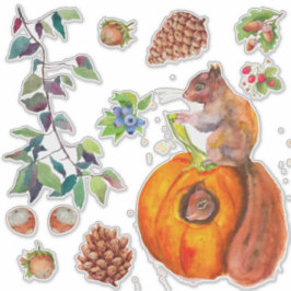 Roodeekhoorn Bot Zuurt Pine Kone blaast Rustige Sticker