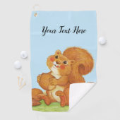 Roodeekhoorn Fluffy Tail Rosy Cheeks die noten eet Golfhanddoek (Insitu)