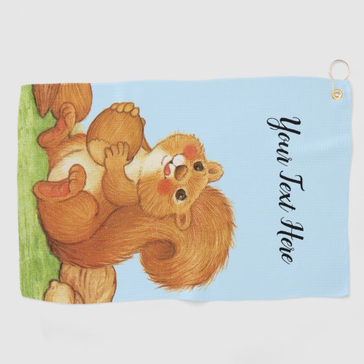 Roodeekhoorn Fluffy Tail Rosy Cheeks die noten eet Golfhanddoek (Horizontaal)