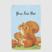 Roodeekhoorn Fluffy Tail Rosy Cheeks die noten eet Golfhanddoek (Voorkant)