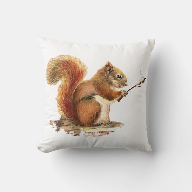 Roodeekhoorn met vuurvaste Waterverf Marshmallows Kussen (Voorkant)