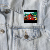 Roodentrepot op de spoorweg vierkante button 5,1 cm (In situ)