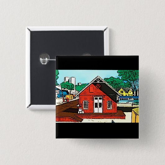 Roodentrepot op de spoorweg vierkante button 5,1 cm (Voorkant /achterkant)