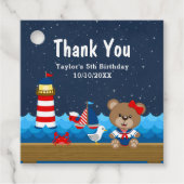 Roodfeest van het Beer van het meisje Nautical Gir Bedankjes Labels (Voorkant)