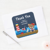 Roodfeest van het Beer van het meisje Nautical Gir Vierkante Sticker (Envelop)