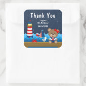 Roodfeest van het Beer van het meisje Nautical Gir Vierkante Sticker (Tas)