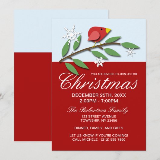 Roodfeestdag kerstfeestdagen kaart (Voorkant / Achterkant)