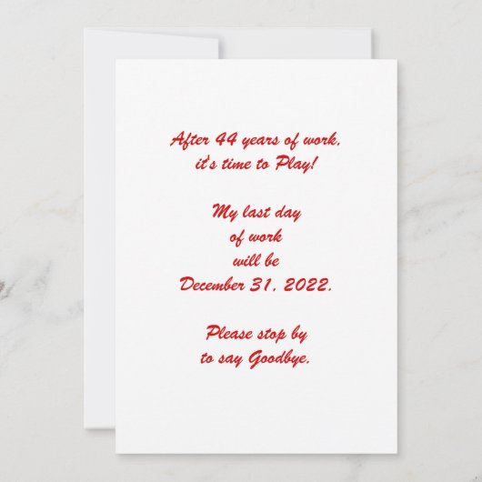 RoodFerris-wieltje bij pensionering Aankondiging (Achterkant)