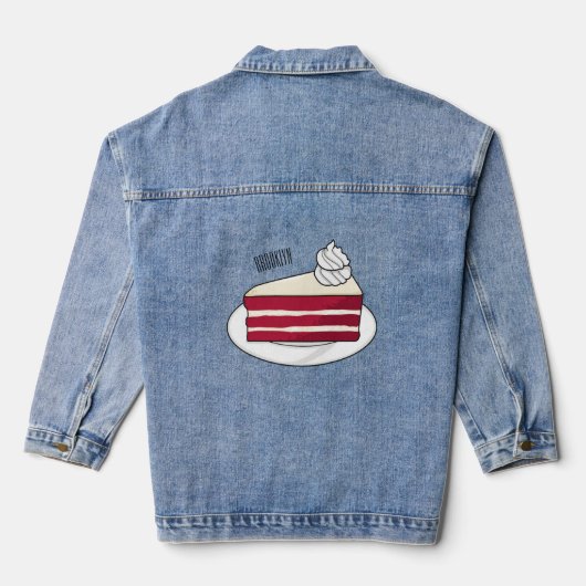 Roodfluwelen cartoon denim jacket (Achterkant)