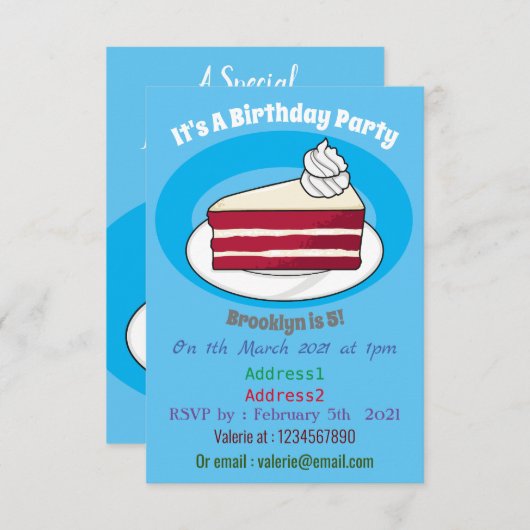 Roodfluwelen cartoon kaart (Voorkant / Achterkant)