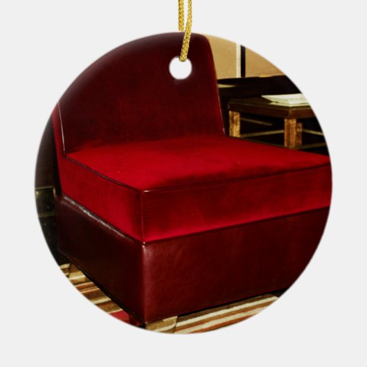 roodfluwelen stoel keramisch ornament (Voorkant)