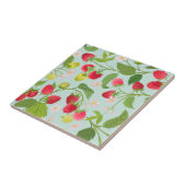 Roodframbozen, bladeren en bloemen tegeltje (Zijkant)