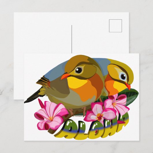 ROODGEFACTUREERDE LEIOTHRIXVOGELS - ALOHA BRIEFKAART (Voorkant / Achterkant)