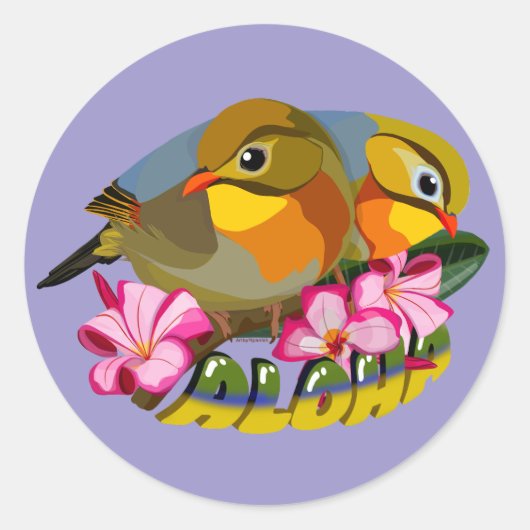 ROODGEFACTUREERDE LEIOTHRIXVOGELS - ALOHA RONDE STICKER (Voorkant)