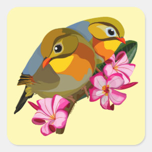 ROODGEFACTUREERDE LEIOTHRIXVOGELS VIERKANTE STICKER