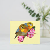 ROODGEKLADEDE LEIOTHRIX-VOGELS BRIEFKAART (Staand voorkant)