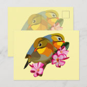 ROODGEKLADEDE LEIOTHRIX-VOGELS BRIEFKAART (Voorkant / Achterkant)