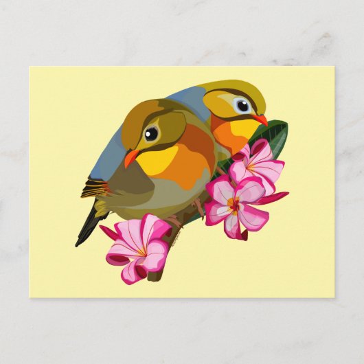 ROODGEKLADEDE LEIOTHRIX-VOGELS BRIEFKAART (Voorkant)