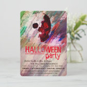 Roodgekleurde halloween Waterverf RetroArt Kaart (Staand voorkant)