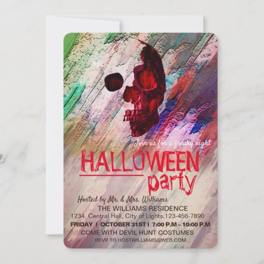 Roodgekleurde halloween Waterverf RetroArt Kaart (Voorkant)