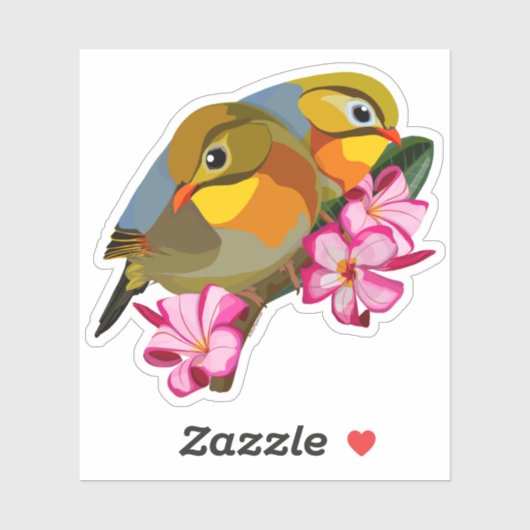 ROODGEKROKDE LEIOTHRIX-VOGELS STICKER (Vel)