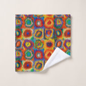 Roodgele blauwe roze Paarse groene vierkantscirkel Bad Handdoek (Wasdoekje)