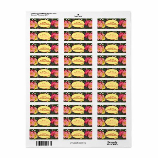 Roodgele rozenbloem Tuintuin Etiket (Full Sheet)