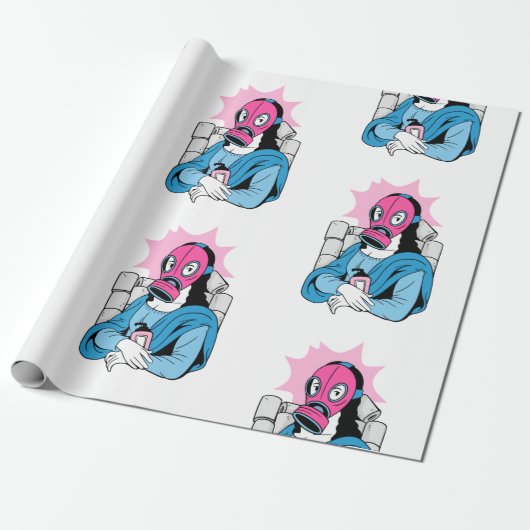 roodgelmasker mona lisa grappa cadeaupapier (Uitgerold)