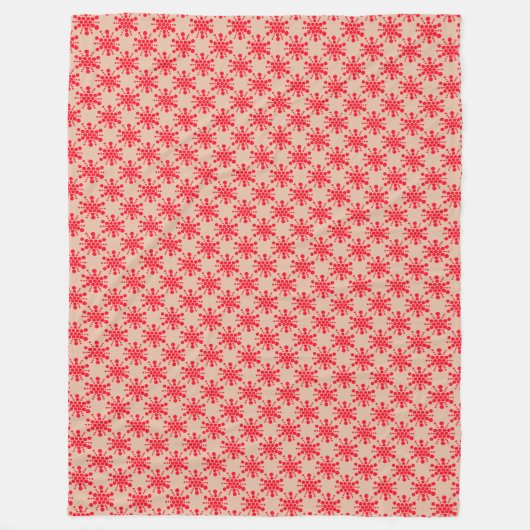 Roodgestippelde sterren op taupe fleece deken (Voorkant)