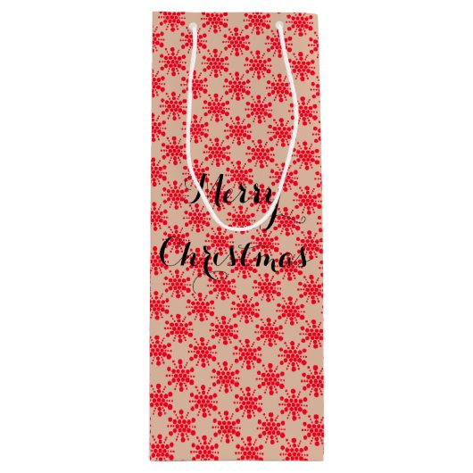 Roodgestippelde sterren op taupe wijn cadeautas (Voorkant)