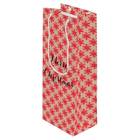 Roodgestippelde sterren op taupe wijn cadeautas (Voorkant Gekanteld)