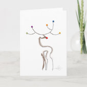 Roodgestreepte kerstrenrenier feestdagen kaart (Voorkant)