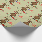 Roodgestreepte renrendiertje, schottenrestanten cadeaupapier (Hoek)