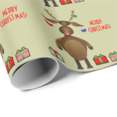 Roodgestreepte renrendiertje, schottenrestanten cadeaupapier (Rol Hoek)