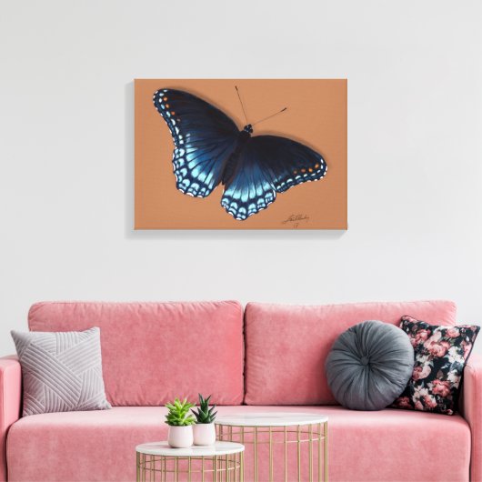 Roodgevlekte Paarse admiraal vlinderschilderij Canvas Afdruk (Insitu (Woonkamer))