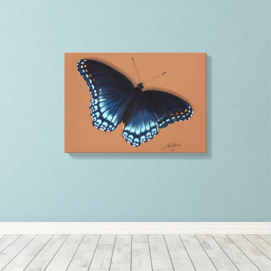 Roodgevlekte Paarse admiraal vlinderschilderij Canvas Afdruk (Insitu (Houten vloer))