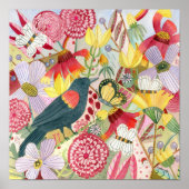 Roodgevleugeld poster van Blackbird/Meadow (Voorkant)