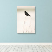 roodgevleugelde merel op tak canvas afdruk (Insitu (Houten vloer))