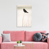 roodgevleugelde merel op tak canvas afdruk (Insitu (Woonkamer))